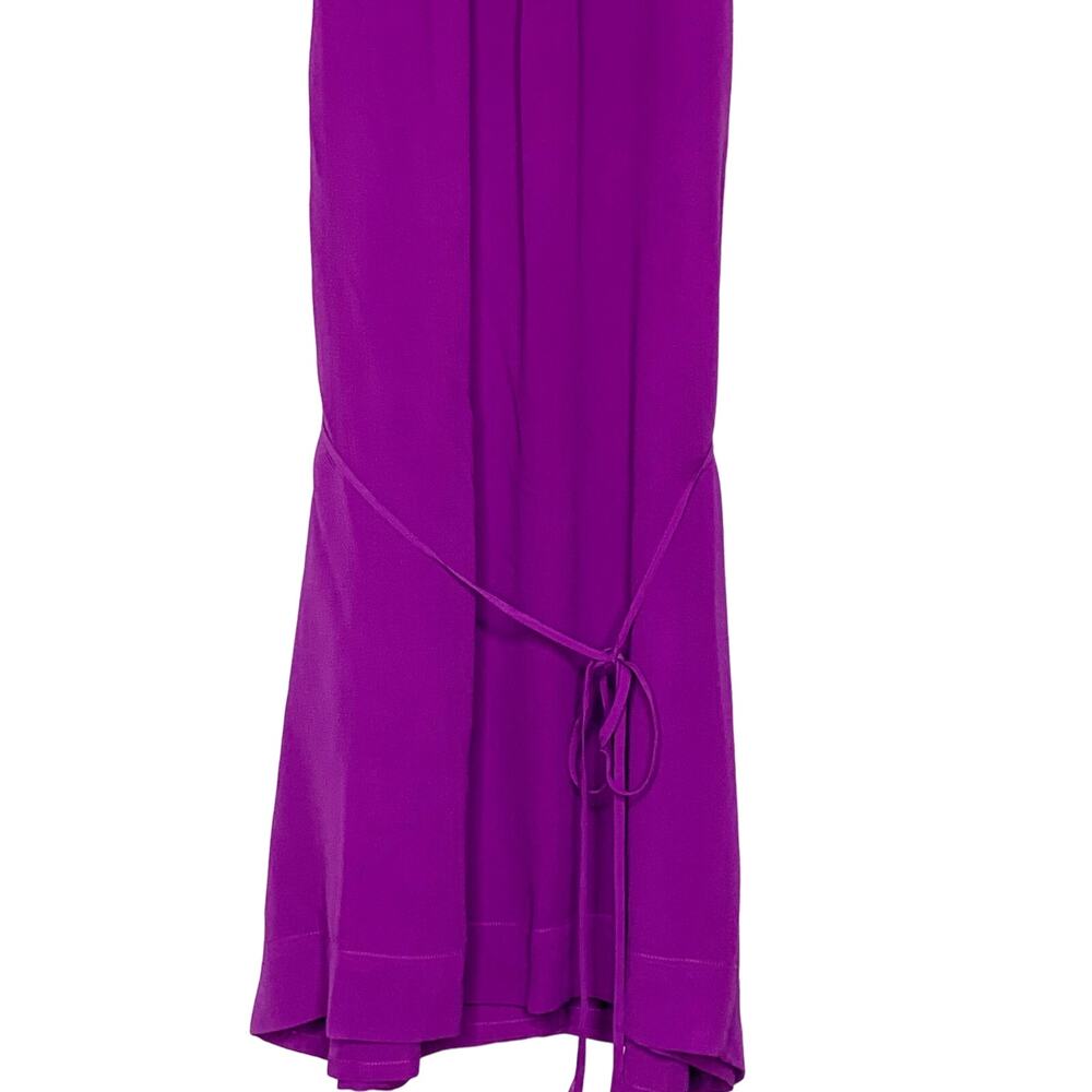 BCBGMAXAZRIA Ruffled A-Line Mini Dress Drawstring Waist Chiffon Purple Size XS - Picture 4 of 7